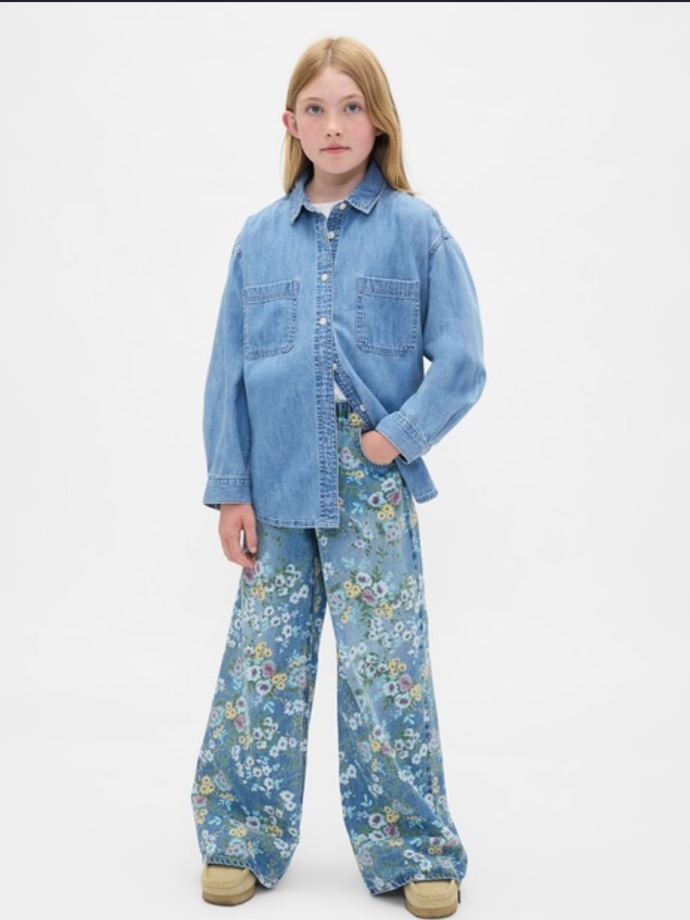 Gap kids floral baggy pull on jeans